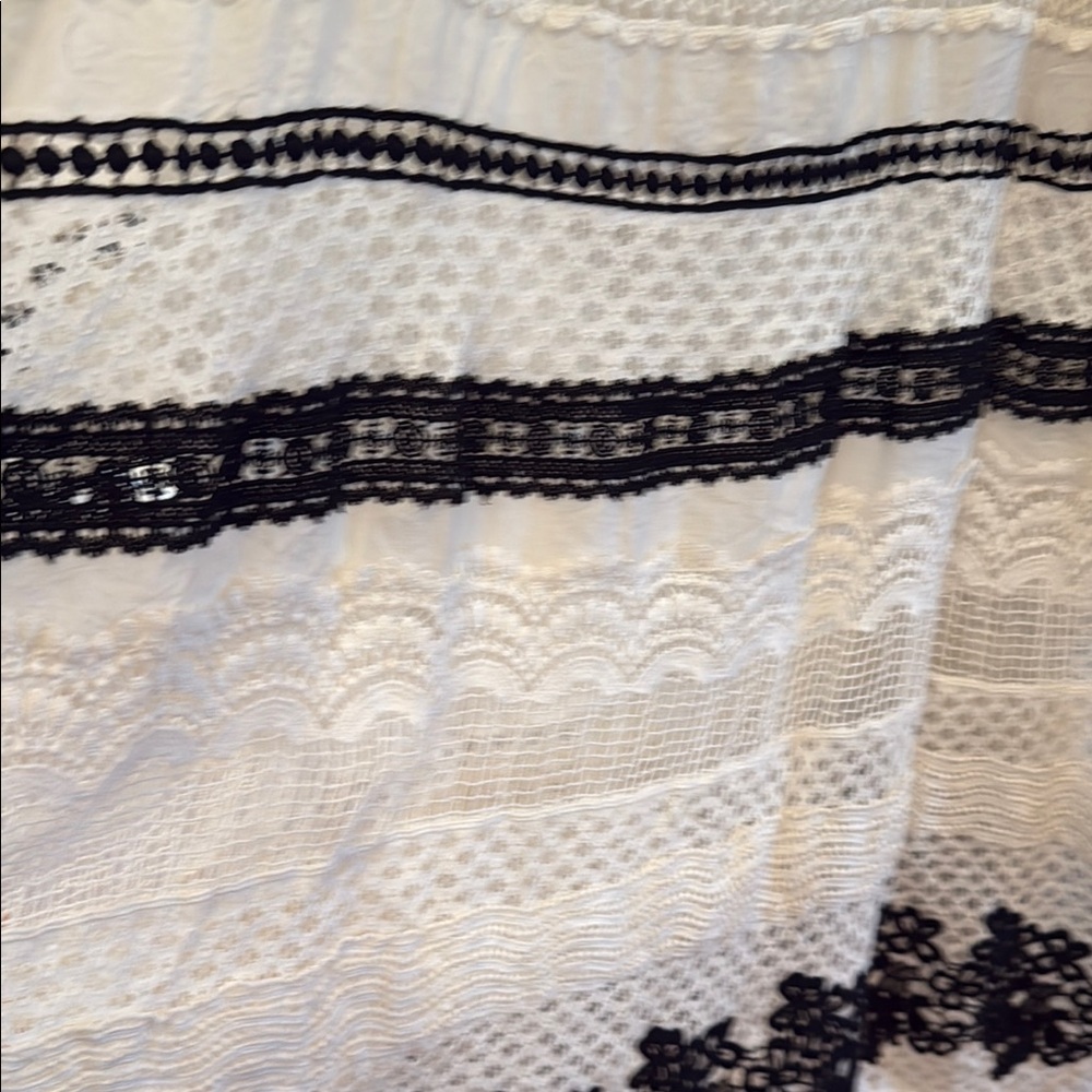 Anthropologie Cream and Black Lace Midi Dress - Picture 6 of 8